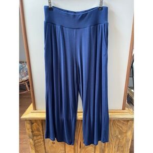 Cozy Earth Ribbed Bamboo Wide Leg Pants Womens Medium Navy Lounge